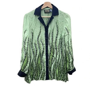 Bob Mackie wearable art XS green modest blouse